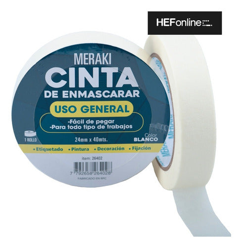 Meraki Pack X36 Cinta Papel Enmascarar Importada Pintor 24mm X40mts 5