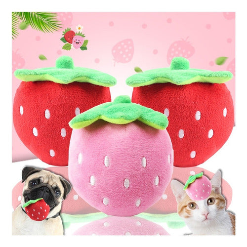 Plush Toy Pet Strawberry Design with Squeaker 2