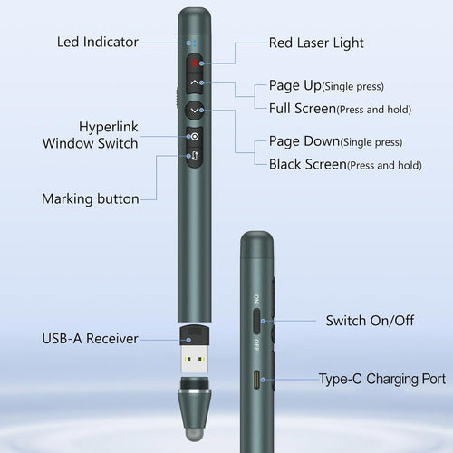 HERMES SHOP Wireless Laser Pointer with Stylus for Presentations 7