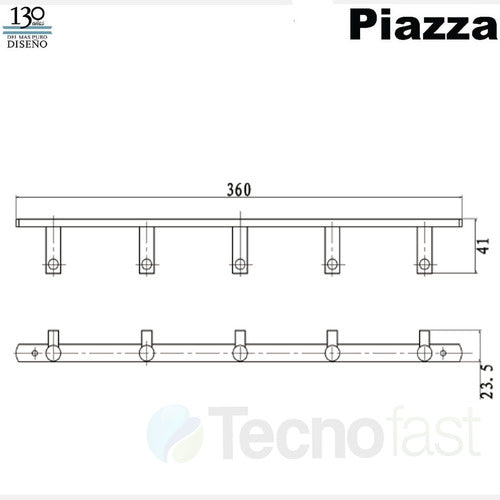 Metallic Chrome 5-Hook Bathroom Rack by Piazza 5