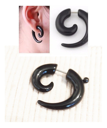 Acrylic Steel Spiral Fake Expander Horn Earrings Piercing 3-4 cm 23