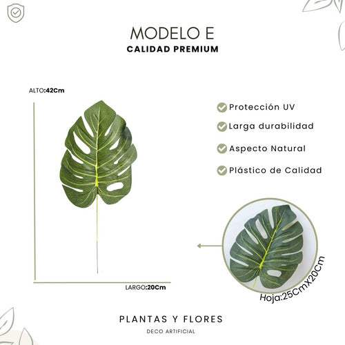 Griflor Hoja Verde Monstera Costilla De Adan Artificial Follaje 4