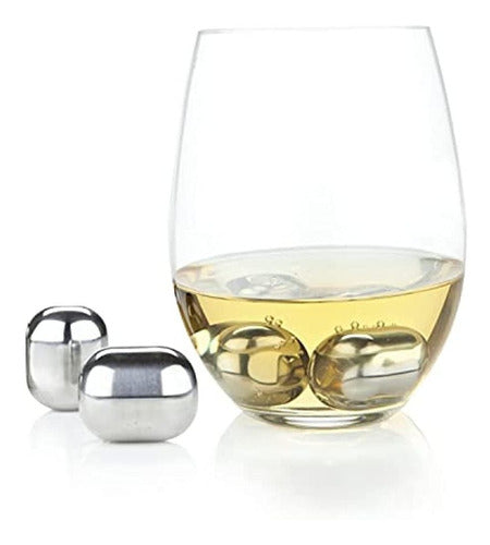 Viski Glacier Rocks Stainless Steel Wine Glasses Set of 4 0