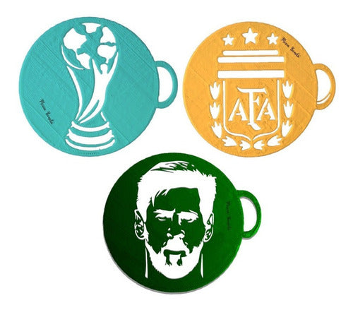 X3 Tricampeon Stencil Decora Repostero Plantilla Futbol Cafe 0