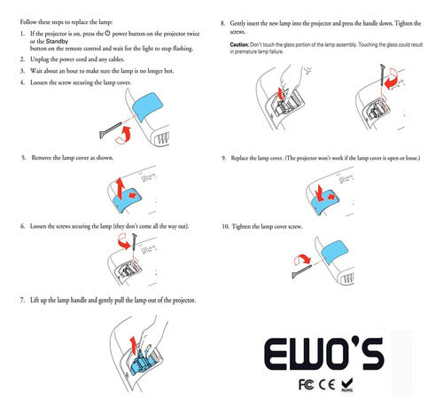 EWO'S Projector Lamp for Model ELPLP96 Epson Powerlite 4