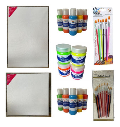 Kit Artistico Acrilico - Batidores - Pinceles Marca Alba 0