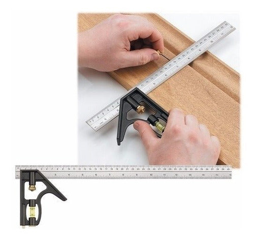 Marros Adjustable Combination Square with Level 30 cm Zone Obelisco 3