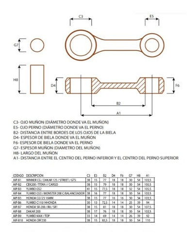 Biela Completa Aip Yumbo Max 125 °-° 1