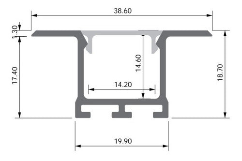 Aluminum Recessed Profile 1m for Durlock Ceiling LED 6