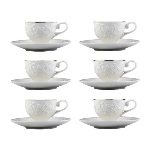 Conj. 6 Xicaras De Café C/ Pires De Porcelana Scarlet 90ml 0