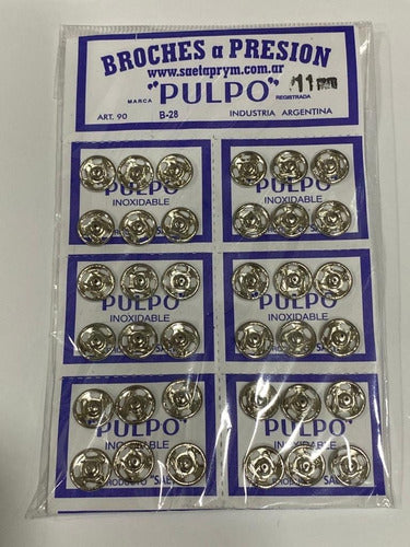 Pulpo Pressure Clip Blister X 36 Units 11 Mm Silver 0