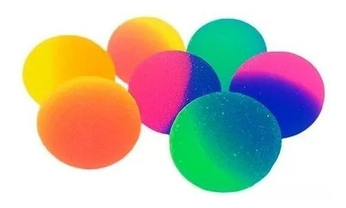 Manzana Cotillon Pelota Saltarina Fluo Bicolor Souvenir Piñata X 10 Unidades 0