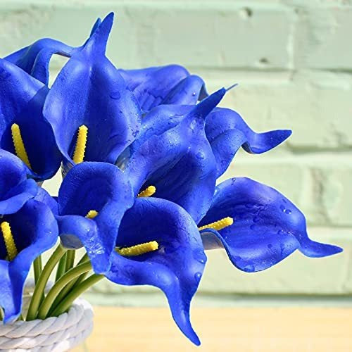 20 Blue Artificial Calla Lily Flowers Mandys Latex 35cm 3