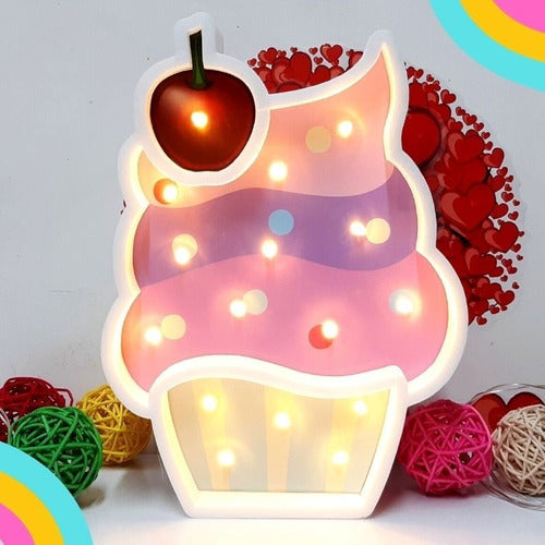 POFAN Lampara Velador Cupcake A Pila Polyfan Candy Bar Luces Led 0