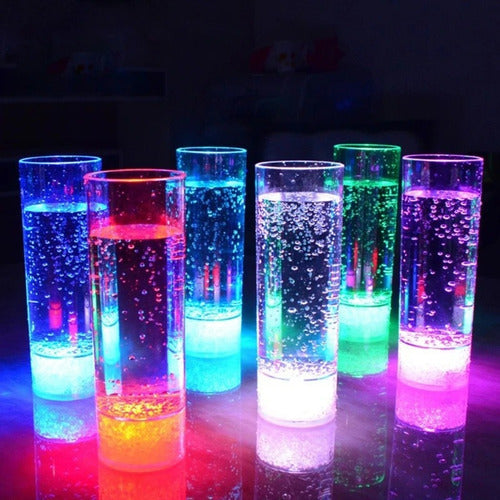 12 Vasos Largos Luminosos Luz Led Cotillon Carioca Fiesta 1