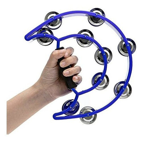 Musfunny Double Row Tambourine with 20 Pairs of Jingles - Blue 1