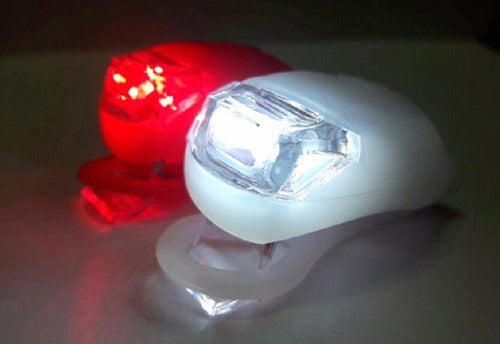 Silicone Bike Light 2 LED Front Rear Red White 4