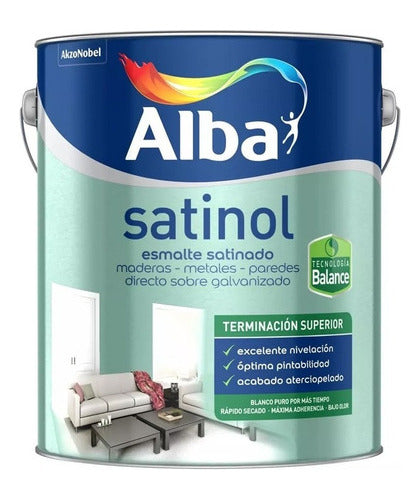 Alba Satinol Satin Water-Based Synthetic Enamel 1 L Protection Mm 2