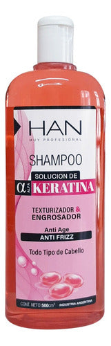 Han Shampoo + Mascara Keratina Fortalecedor +kit Peines 1