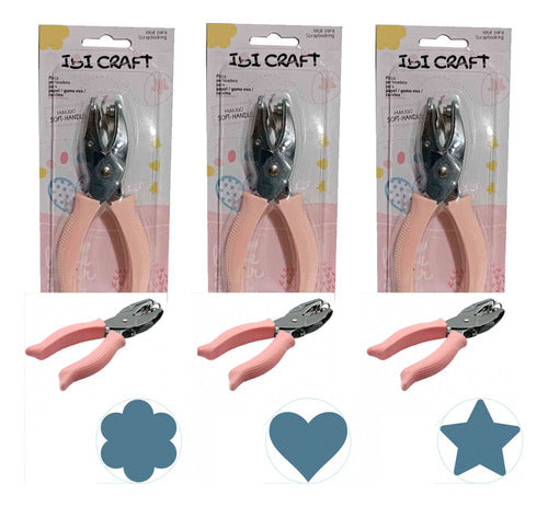 Ibi Craft Set Pinza Sacabocado De Papel Flor Corazon Estrella 5mm 0