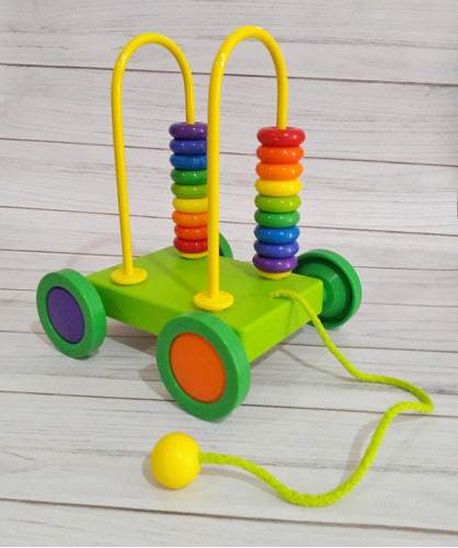Colorful Bead Maze with Pull Along Cart and 2 Arches on Wheels 4