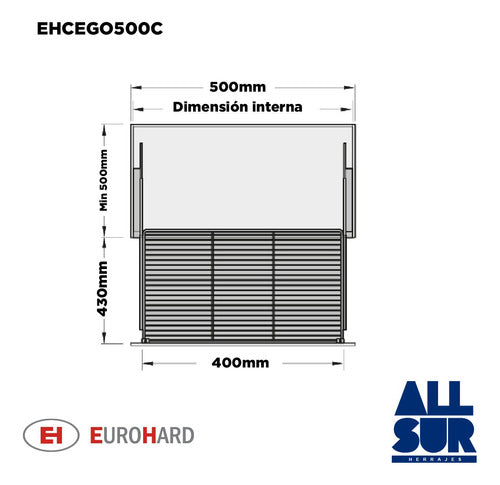 EuroHard Pull-Out Chrome Basket for 50cm Under-Sink Storage 1