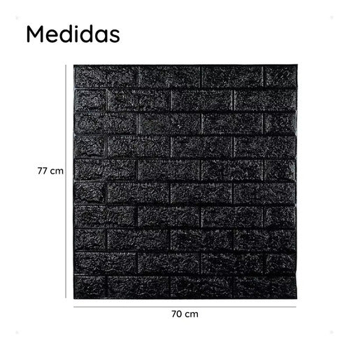 Generic Placa Revestimiento Pared Adhesiva X5 Negro Tcs 5