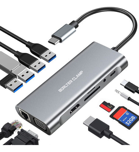 BorlterClamp USB C Hub, 11 in 1 USB C Dock 0