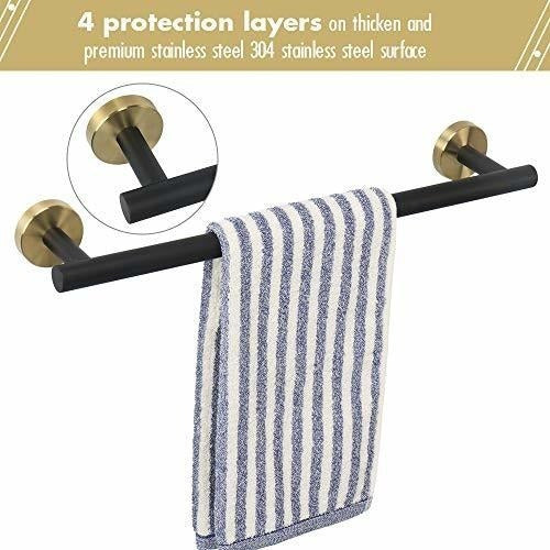 TocTen Set of 5 Bathroom Accessories Brushed Black/Gold 1