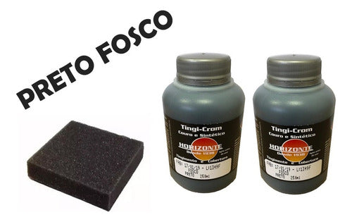 2 Tinta P/ Couro Preto Fosco Restaura Banco Carro Sofá 250ml 1