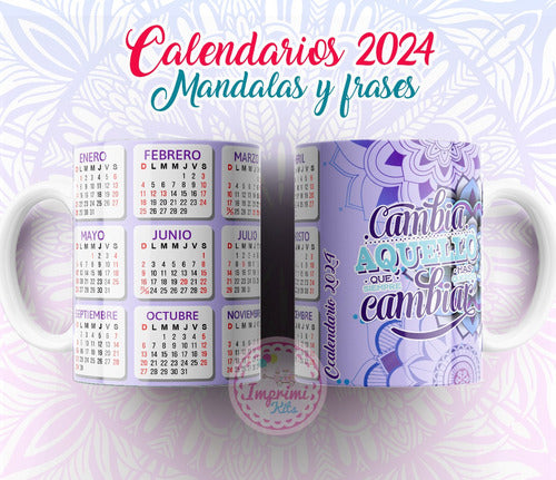 Plantillas Sublimar Tazas Calendarios Mandalas Frases Diseño 4