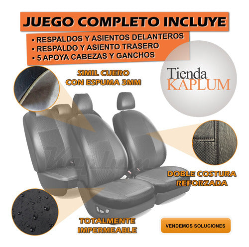 Premium Leatherette Seat Cover Set for Volkswagen Gol Trend F3 Voyage 12