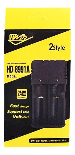 HWD Lithium Battery Charger with 2 Rechargeable 26650 Batteries 3.7V 7