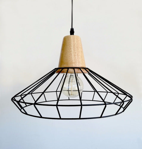 Alta Gracia Industrial Vintage Wood and Iron Ceiling Lamp 1