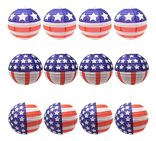 Podzly 12 Patriotic Hanging Paper Lanterns - 12 In 1