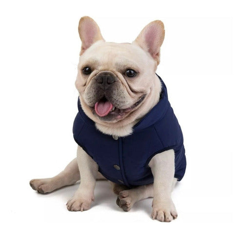 Ropa Capa Abrigo- Perro Mascota Impermeable Forro Polar Azul 0