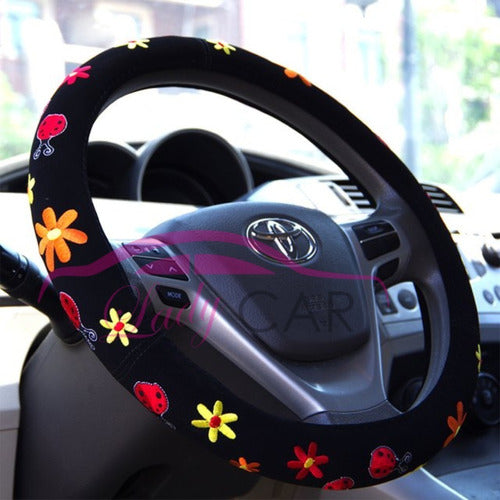 LadyCar Floral Steering Wheel Cover + Seatbelt Covers + Gear Shift Cover - Ford Ka 1