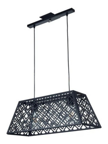 Colgante Trapecio 2 Luces Cocina Barra Negro Texturado 0