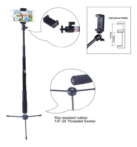 Smatree Q3 Selfie Stick Telephoto with Tripod Compatible 6