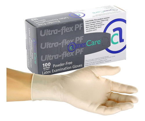 Amercare Ultra Flex Sin Polvo, Guantes De Examen De Látex Pa 0