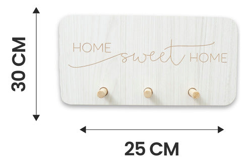 Wooden Key Holder - #03 Home Sweet Home Rec - 20 x 10 cm 4