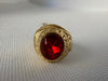 Donna Anillo Hombre Acero Quirúrgico Piedra Roja Color Oro Bombe 5