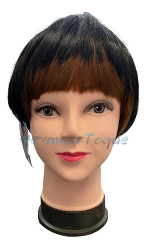 Hermoso Toque Black Wig with Blonde Bangs 0