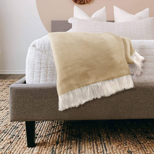 Rustic Woven Throw Blanket for Sofa or Bed - Caramel Vip 3