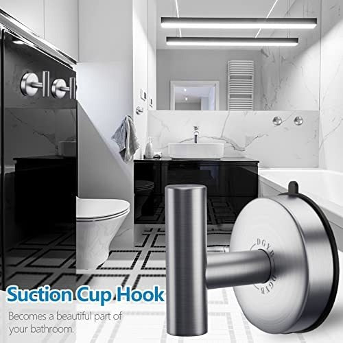 DGYB 2 Suction Cup Towel Hooks for Bathroom - Stainless Steel 6