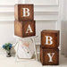 Cubo Marrón Letras Baby 4 Baby Shower Decoracion Tono Madera 1