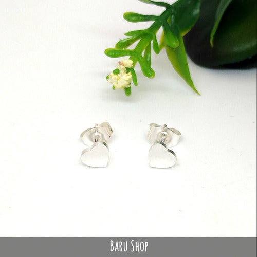 Barú White Steel Heart Design Earrings 1