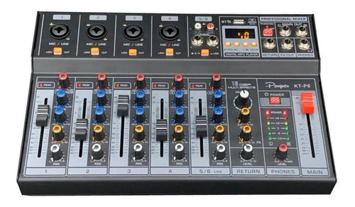 Consola Mixer 6 Canales Phanton Grabacion Parquer Kt-p6 1