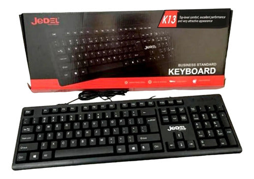 Jedel Standard USB Keyboard in Spanish - Black Wired New 0