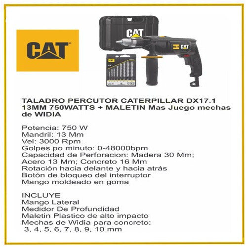 Caterpillar DX171 Percussion Drill Electric Screwdriver 13mm 750W 3